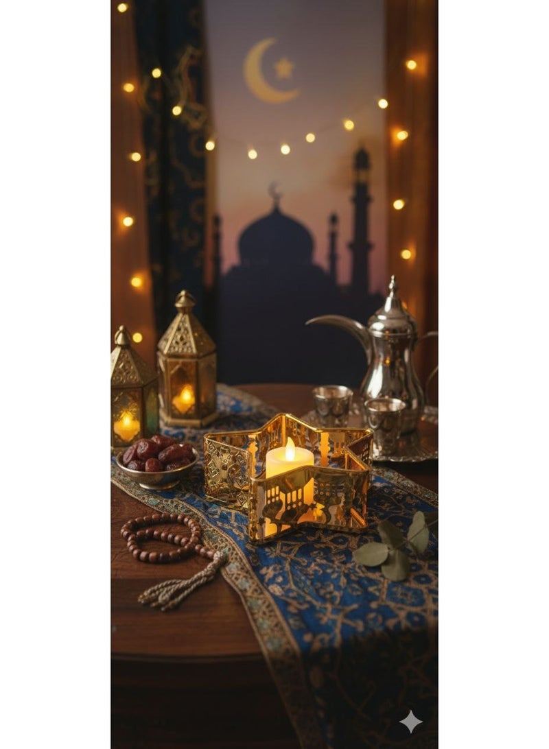 Ramadan dish, a star-shaped dessert and nut platter (golden). - Image 3